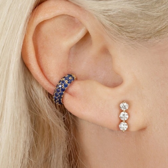 2 Pave Ear Cuff C Shape (red/blue) - Picture 2 of 9